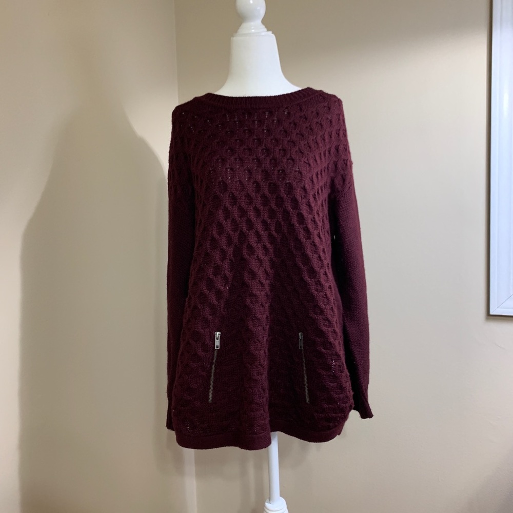 Maroon Cable Knit Sweater